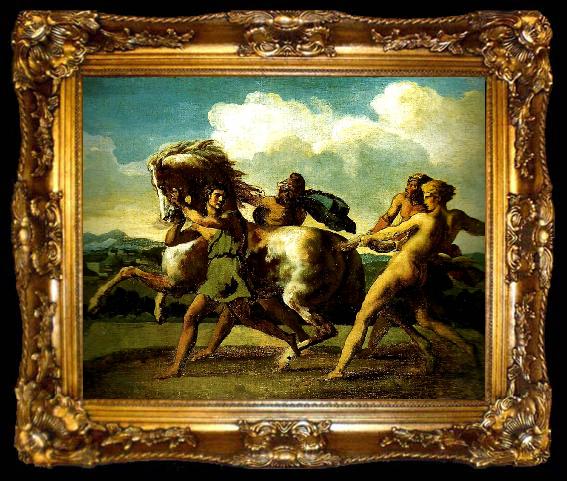 framed  Theodore   Gericault heval arrete par des esclaves, ta009-2